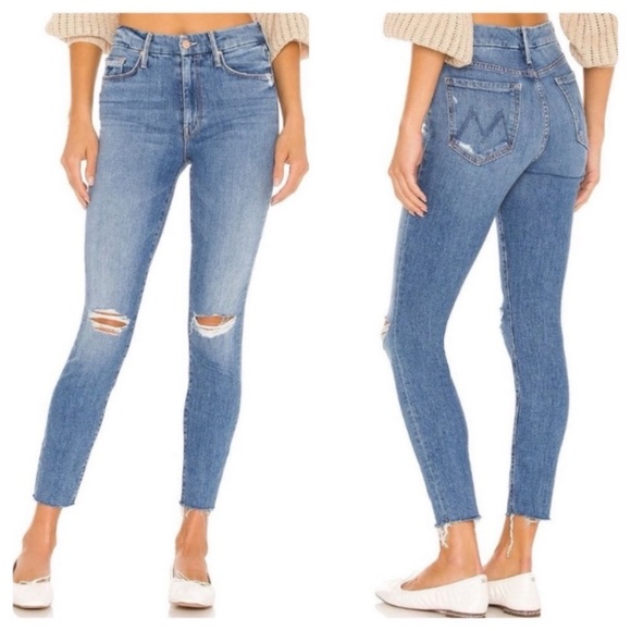 MOTHER The Looker Ankle Fray Denim Jeans - Picture 1 of 8